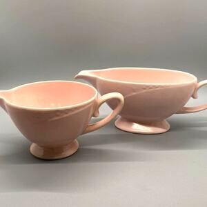 Serenade by Homer Laughlin Pink Gravy/Sauce Boat and Creamer Vintage 1930s/1940s